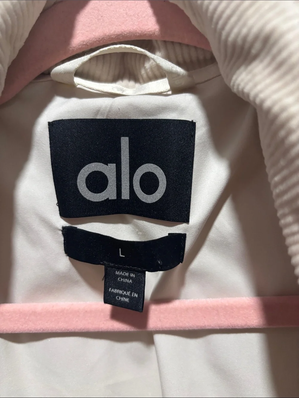 ALO corduroy puffer jacket size large
